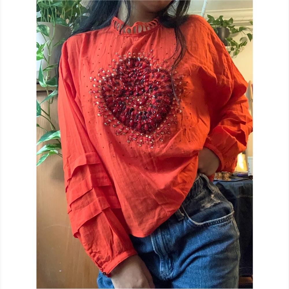 free people orange blouse